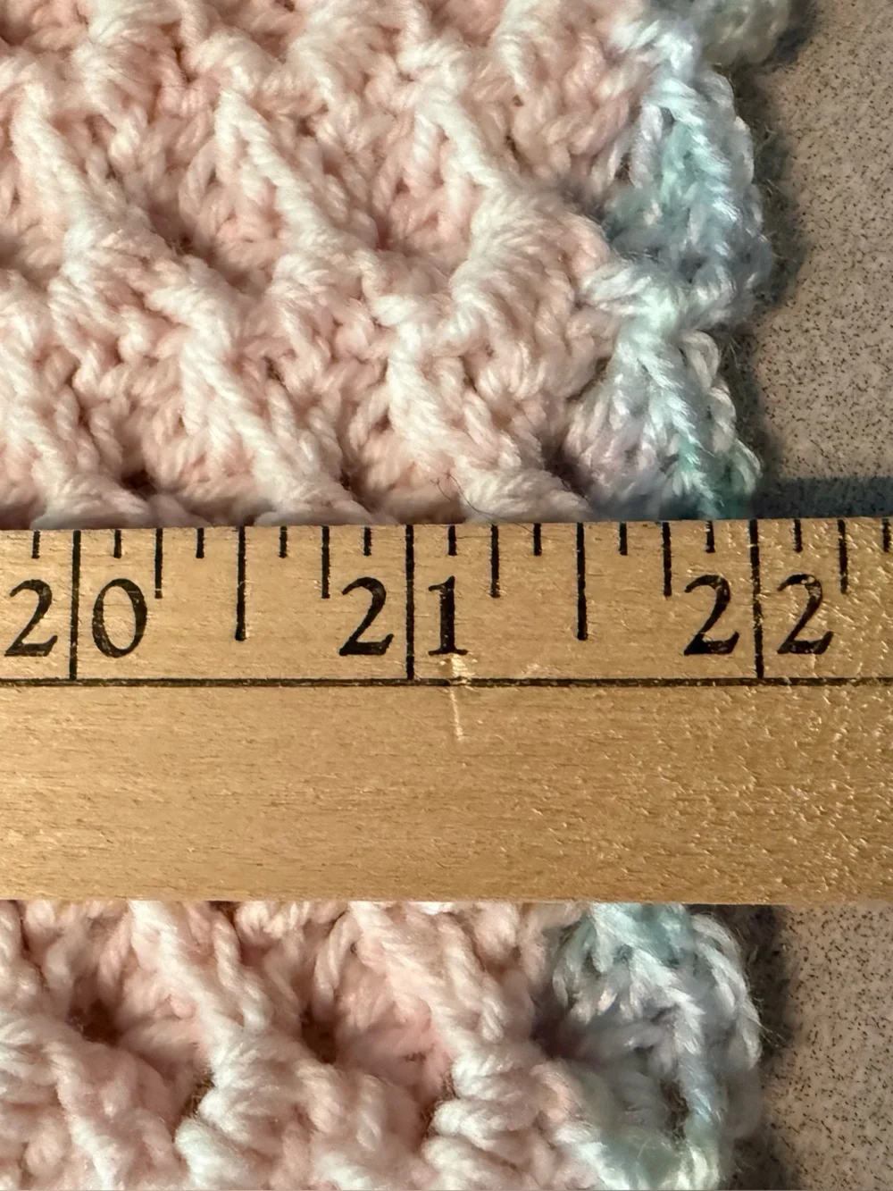 Crocheted Wave Newborn Blanket Pink snd Blue Stripe